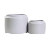 Olly & Rose Porto Lot de 2 pots de fleurs en céramique gris clair pour intérieur et extérieur (gris clair)