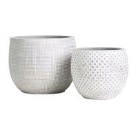 Olly & Rose Pot de Fleurs en céramique Blanc doré 2-17 et 14 cm pour intérieur et extérieur (crème et doré)