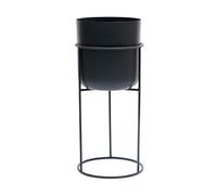 Olly & Rose Pot de fleurs en métal mat avec support de plante noir - Grand pot de fleurs d'intérieur avec support - Grand pot de fleurs décoratif (noir, hauteur 50 cm)
