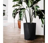 Olly & Rose Pot de fleurs géométrique extra large - Noir mat - Pot de fleurs XL - H 45 cm P 34 cm