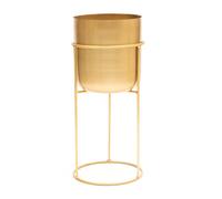Olly & Rose Pot de plantes en métal mat avec support doré, pot de plantes grand format de 50 cm de haut, grand pot de plantes d'intérieur avec support, grande jardinière décorative