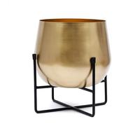 Olly & Rose Support de plante XL doré avec pot de fleurs 28 cm - Pots de fleurs en métal pour intérieur