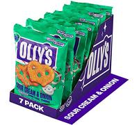 Olly's Pretzel Thins, crème aigre, 140 g (lot de 7) pochettes à collation pratiques, collations végétaliennes saines à base de plantes pour trempage, collations à faible teneur en calories, faible teneur en graisse, source de fibres, sans conservateurs