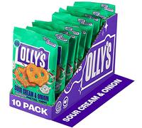 Olly's Pretzel Thins, crème aigre, 35 g (lot de 10) pochettes à collation pratiques, collations végétaliennes saines à base de plantes pour trempage, collations à faible teneur en calories, faible teneur en graisse, source de fibres, sans conservateurs