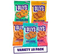 Olly's Pretzel Thins, lot de 10 variétés de 35 g, 2 salés, 2 graines multiples, 2 crèmes sures, 2 piments doux, 2 collations au fromage, faible en calories, faible en gras, source de fibres, sans