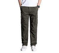 Olmecs Hommes Pantalons Elastique Coton Taille Plus Cargo Droite avec Poches Printemps/Automne Army Vert XXL
