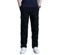 Olmecs Hommes Pantalons Elastique Coton Taille Plus Cargo Droite avec Poches Printemps/Automne Noir XXL