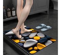 Olnamaro Tapis de Bain Diatomite,Tapis De Bain Antidérapant&Merveilleux Motifs de Pierre en 3D,Tapis de Bain Doux, Absorbant et Séchant Rapidement 80x50cm,Décorer l'ambiance (Jaune, 80x50CM)