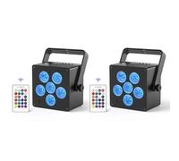 Oloaxolx 2 pcs 50W Par LED projecteurs batterie Rechargeable avec télécommande, RGBWAUV DMX512 lumière de scène Auto/Son 12 heures d'autonomie Uplight pour DJ Noël discothèque fête mariage