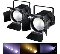 Oloaxolx 2 pièces 200 W COB Par LED Projecteur de scène avec volets coupe-flux, 3500 à 7500 K 2 en 1 éclairage de scène DMX/maître-esclave lumière de fête pour DJ, église, concert, mariage