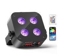 Oloaxolx 4 x 18 W projecteur LED par lampe rechargeable RGBWA UV éclairage de scène Uplights avec APP/DMX/télécommande Méthodes de contrôle lumière de fête pour DJ, disco, mariage, Anniversaire