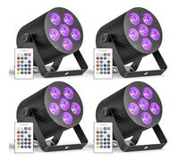 Oloaxolx Lot 4 de 60 W projecteurs LED Par rechargeables RGBWA+UV avec télécommande DMX512 éclairage de scène pour DJ, discothèque, live, mariage, exposition