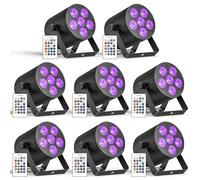 Oloaxolx Lot 8 de 60 W projecteurs LED Par rechargeables RGBWA+UV avec télécommande DMX512 éclairage de scène pour DJ, discothèque, live, mariage, exposition