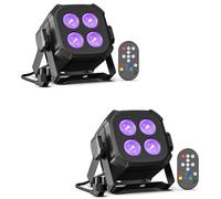 Oloaxolx Lot de 2 mini LED par Projecteur 4x8 W RGBW 4 en 1 éclairage de scène avec télécommande activé par le son, DMX512-4/8 canaux Lumières de fête pour DJ spectacle, discothèque, mariage, Noël