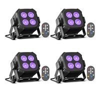 Oloaxolx Lot de 4 mini LED par Projecteur 4x8 W RGBW 4 en 1 éclairage de scène avec télécommande activé par le son, DMX512-4/8 canaux Lumières de fête pour DJ spectacle, discothèque, mariage, Noël