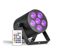 Oloaxolx Projecteur LED Rechargeable 60 W, 6 LED RGBWAUV, Éclairage de Scène avec Télécommande et DMX512, Lumière de Fête pour DJ, Discothèque, Live, Mariage, Intérieur, Extérieur, Salle d'Exposition