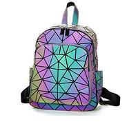 OLOEY Sac à dos lumineux pour femme - Géogrous - Sac à dos de voyage géométrique - Sacs d'école réfléchissants - Sacs à main et sacs à main, Sac à dos, Small, Sacs à dos de voyage