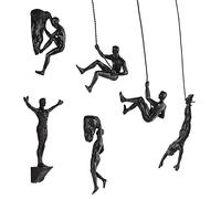 Olpchee Lot de 6 Sculptures murales Nordiques Modernes et Simples en résine - Sculptures murales créatives en Forme d'homme grimpant - Finition à la Main - pour Art et décoration d'intérieur - Noir