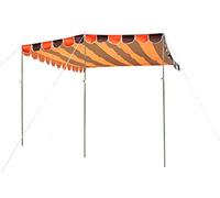 OLPRO Auvent rétro pour camping-car / caravane - 260 cm x 260 cm - Rayures orange et marron - Court voyage - Rapide / facile à installer - Salon - Manger en plein air - 3 barres réglables - Rail