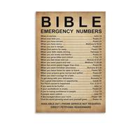 OLQEAAUF Bible Emergency Numbers Poster, Scripture Verses for Hope & Help, Inspirational Christian Wall-Art for Prayer Room or Gift(Unframed,16X24inch(40X60cm))