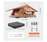 OLQYBD Tente de Toit Rigide Pliable avec échelle télescopique, Matelas, Housse de Protection en PVC imperméable, Compatible avec Jeep, SUV, fourgonnette et Pick-up.(Big Size)