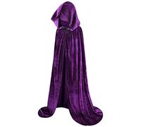 Olreco Cape à capuche en velours avec capuche sur toute la longueur pour Halloween, costume de vampire, sorcière, cosplay, violet, X-Large