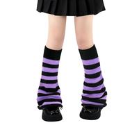 Olreco Jambières Kawaii Y2K Harajuku pour filles et femmes - Accessoires Gyaru, Goth & Lolita, B Rayures noires et violettes évasées, taille unique