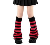 Olreco Jambières Kawaii Y2K Harajuku pour filles et femmes Gyaru Cutecore Lolita Accessoires gothiques Chaussettes, B Rayures noires et rouges évasées, taille unique