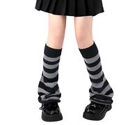 Olreco Jambières Kawaii Y2K Harajuku pour filles et femmes - Jambières mignonnes Gyaru - Accessoires gothiques Lolita, B Rayures noires et grises évasées, taille unique