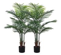 Olrla Lot de 2 palmiers artificiels de 120 cm, arbre tropical artificiel avec vase noir, plante Areca en soie synthétique pour maison, bureau, salon, décoration d'intérieur