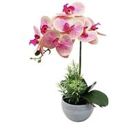 Olrla Orchidée Phalaenopsis Artificielle Rose en Pot, Déco Table et Maison | Fleurs réalistes, branches réglables pour modelage libre, entretien facile. Décor idéale pour salon, salle de bain, bureau