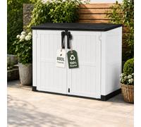 Olsen & Smith Abri de rangement d'extérieur multifonction 880 L - Boîte de rangement verrouillable en plastique avec double portes et couvercle relevable, résistant aux intempéries, pour vélo, outils
