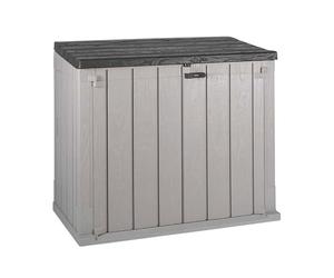 Olsen & Smith Boîte de rangement d'extérieur de 775 l avec cadenas en plastique pour abri de jardin - Idéal pour 2 poubelles de 190 L, outils de jardin et beaucoup d'autres articles (775 litres, noir)