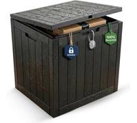 Olsen & Smith Grande boîte de rangement d'extérieur de 118 L, résistante aux intempéries, avec cadenas, coffre de rangement pour outils, coussins, jouets et plus encore, gris