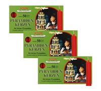 OLShop AG Knox Lot de 3 boîtes de 50 bougies pyramides rouges - Dimensions : environ 14 x 70 mm - Bougies de Noël