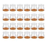 Olsixxuuk Lot de 24 protections de sol pour pieds de chaise, capuchons en silicone transparent avec base en feutre pour bois dur, convient à la plupart des meubles