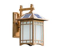 OLSKFUH Applique Murale, Lampe Solaire D'Extérieur Japonaise, Une Lampe, Double Ruban, Télécommande, Éclairage De Patio, Abat-Jour en Verre Dépoli, Étanche, Antirouille Et Anti-P,