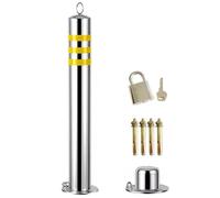 OLSKFUH Borne De Stationnement avec Cadenas, Barrière De Sécurité Amovible en Acier Inoxydable pour Parkings Commerciaux Et Privés,Silver-76x650MM