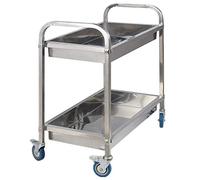 OLSKFUH Chariot De Service, Chariot Ménager À Plusieurs Niveaux, Chariot De Service pour Hôtels Et Entrepôts, Acier Inoxydable Épais Résistant Aux Hautes Températures, Facile À A,Silver-75X40X83.5Cm