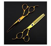 OLSKFUH Ciseaux De Coiffure Professionnels 5 Couleurs pour Gauchers, Kit De 15 Cm (6 Pouces) pour Cheveux Clairsemés.,Ensemble doré - 65 cm