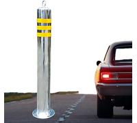 OLSKFUH Cônes De Signalisation, Poteaux De Sécurité en Acier Inoxydable, Bornes De Stationnement, Barrières À Ruban Réfléchissant avec Anneau De Suspension, Bornes Métalliques P,80x7.6cm