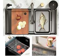 OLSKFUH Évier De Cuisine pour Bureau avec Cour Intérieure, Évier À Effet Pluie, Évier Encastré Ou À Poser avec Kit De Vidange pour Petit Bassin Et Rince-Verres.,