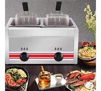 OLSKFUH Friteuse à gaz 10 L x 2, cuve de friture Professionnelle en Acier Inoxydable, Panier de friture de comptoir, pour la Cuisine Domestique et Les Restaurants.,