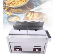 OLSKFUH Friteuse Professionnelle avec Couvercle et 2 paniers Amovibles, 20 litres, en Acier Inoxydable, Double cuve, idéale pour Frites, Beignets et Plus Encore.,