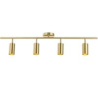 OLSKFUH Kit D'Éclairage sur Rail 4 Lumières - Spot D'Appoint Gu10 Rotatif Et Réglable À 4 Voies, Plafonnier Encastré en Laiton Brossé pour Cuisine Et Salle À Manger,