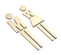 OLSKFUH Panneau De Toilettes Unisexe, Panneau De Toilettes en Aluminium Brossé pour Hommes Et Femmes, Décoration Moderne pour Porte De Salle De Bain, Symbole des Toilettes,A