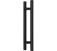 OLSKFUH Poignée De Porte Coulissante Moderne À Pousser/Tirer, en Acier Inoxydable, en Forme De H, pour Intérieur Et Extérieur, avec Barres Rondes Et Lisses, Double Face en Ver,Black-60cm/23 5/8