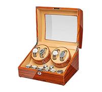 OLSKFUH Remontoir pour 4 Montres Automatiques + 6 Compartiments De Rangement, Finition Piano en Bois, Moteur Silencieux, Grande Capacité, pour Montres Homme Et Femme,