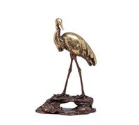 OLSKFUH Sculpture Feng Shui en Laiton Représentant Une Grue Féerique, en Métal Et Cuivre, Décoration De Bureau, Idéale pour Un Bar, Un Salon, Une Bibliothèque Ou Une Cave À Vin.,