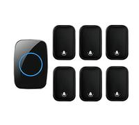 OLSKFUH Sonnette sans Fil, kit de Carillon de Porte étanche 6 Boutons poussoirs et 1 récepteur avec portée de 490 Pieds 60 carillons Volume à 5 Niveaux Sonnettes enfichables, 1, 1